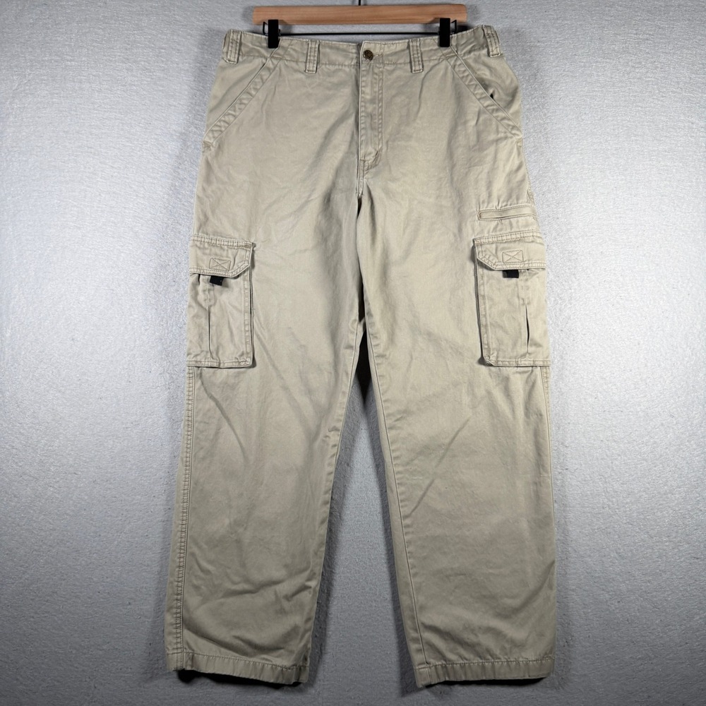 Scandia Woods Mens Khaki Cotton Twill Cargo Pants‎ Tan Size 36x29 19061-11